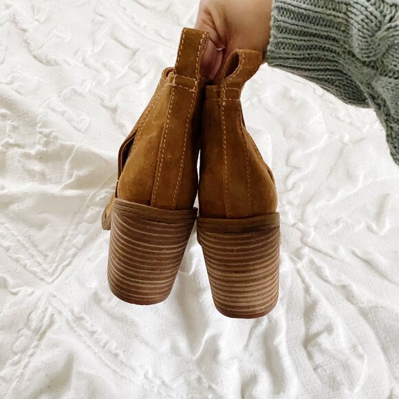 Steve Madden Sharini Chestnut Suede Leather Ankle Booties New - Picture 7 of 8